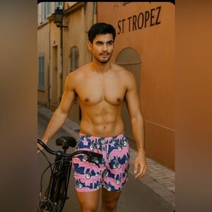 Vilebrequin Swim Shorts Mens XL Limited Edition St Tropez‎ Bicycle Print Moorea